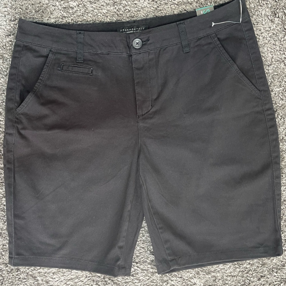 Aeropostale Black Shorts skinny cotton stretch women’s size 10 Long - Picture 3 of 13
